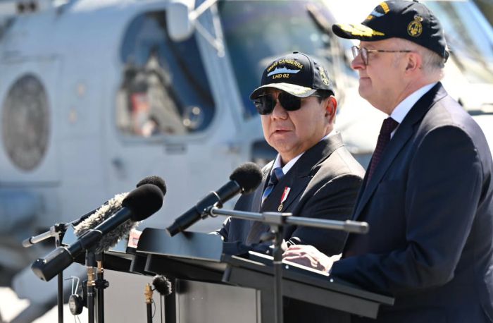 Presiden RI Prabowo Subianto dalam lawatannya ke Australia untuk menyelesaikan perjanjian kerjasama bidang keamanan, Rabu (12/11/2025). Foto: @sekretariat.kabinet