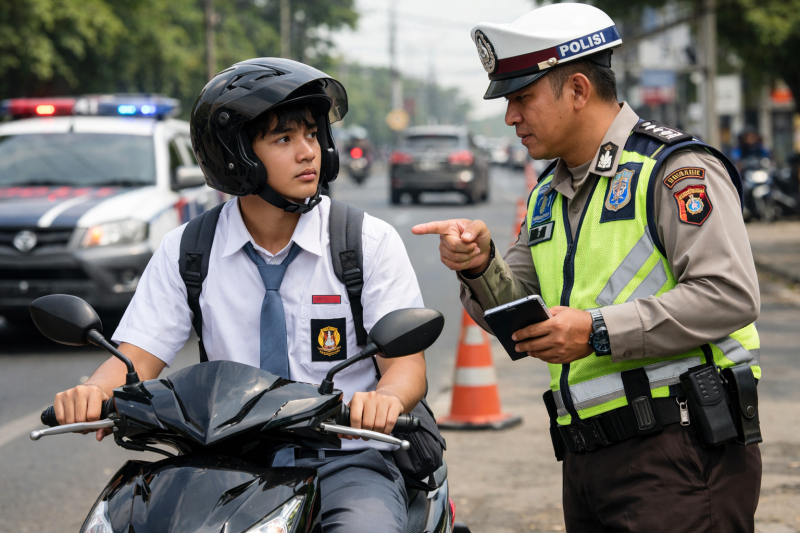 Gubernur Jabar KDM resmi larang siswa bawa motor ke sekolah dengan mengeluarkan Surat Edaran  Gubernur Nomor 45/PK.03.03/Kesra/2025. Ilustrasi: generated by ChatGPT 