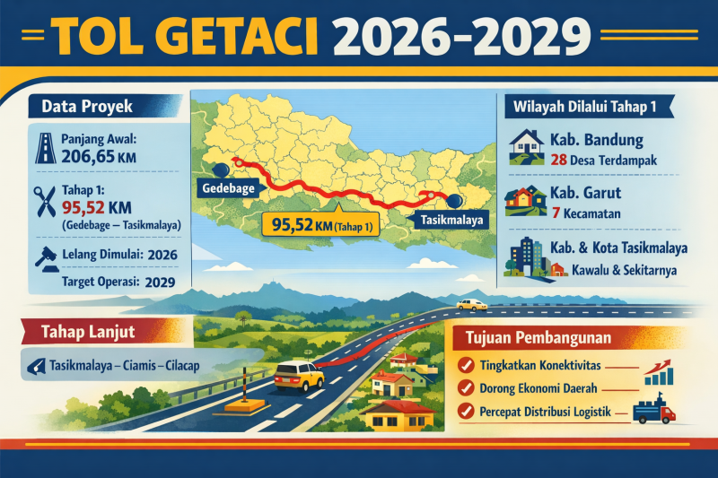Ilustrasi Infografik Tol Getaci 2026 - 2029