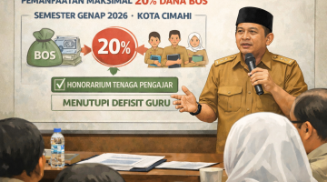 Dinas Pendidikan Kota Cimahi memanfaatkan maksimal 20 persen Dana BOS untuk menutupi honorarium tenaga pengajar guna mengatasi defisit guru di semester genap tahun 2026 di Kota Cimahi. Ilustrasi: Kabar Pajajaran