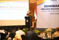 Wagub Jabar Erwan Setiawan saat menghadiri pelantikan Pengurus Wilayah (PW) Japnas Jabar periode 2025–2030 di Hotel Grand Preanger, Kota Bandung, Senin (23/2/2026). Foto: Humas Jabar