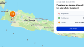 Gempa guncang Sukabumi hari ini, Selasa (24/2/2026)

