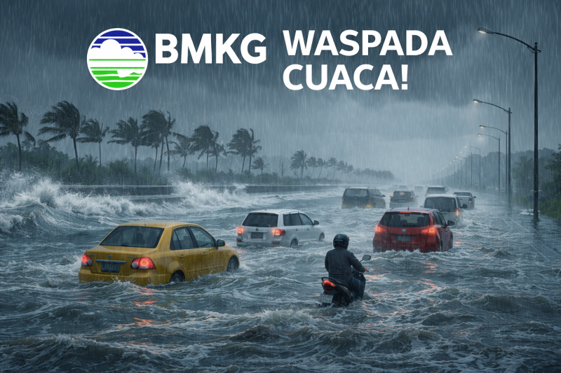 BMKG mengingatkan masyarakat mewaspadai potensi hujan, banjir rob, dan longsor selama periode mudik dan balik Idulfitri 2026. Foto: Ilustrasi