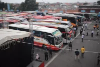 Aktivitas bus di Terminal Cicaheum Bandung yang dipersiapkan menjadi depo Bus Rapid Transit atau BRT. (Foto Humas Kota Bandung)