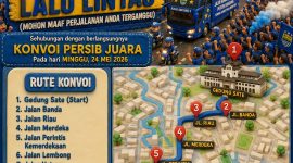 Kota Bandung akan melakukan perayaan juara Persib Bandung usai memastikan gelar BRI Super League 2025/2026. Konvoi kemenangan dijadwalkan berlangsung dari Gedung Sate hingga Gedung Merdeka. Berikut rutenya! Foto: RTMC Polda Jabar