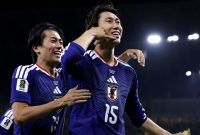 Pemain Jepang merayakan gol pada laga Grup F Piala Dunia 2026 melawan Tunisia di Monterrey, Meksiko, Minggu (21/6/2026). Samurai Biru menang telak 4-0 dan mencatat salah satu kemenangan terbesar dalam sejarah sepak bola Asia di ajang Piala Dunia. Foto: FIFA.