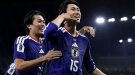 Pemain Jepang merayakan gol pada laga Grup F Piala Dunia 2026 melawan Tunisia di Monterrey, Meksiko, Minggu (21/6/2026). Samurai Biru menang telak 4-0 dan mencatat salah satu kemenangan terbesar dalam sejarah sepak bola Asia di ajang Piala Dunia. Foto: FIFA.