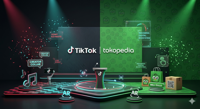 Ilustrasi Tiktok dan Tokopedia (Gemini)