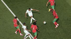 Kylian Mbappé mencetak gol pembuka Prancis saat menghadapi Maroko pada pertandingan perempat final Piala Dunia FIFA 2026 di Boston Stadium, Amerika Serikat. Prancis menang 2-0 melalui gol Mbappé dan Ousmane Dembélé untuk memastikan tempat di babak semifinal. Foto: FIFA.