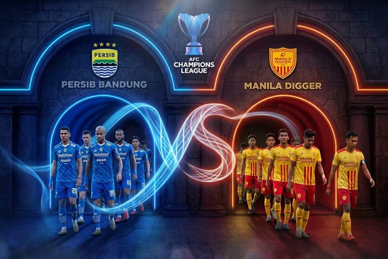 Persib Bandung vs Manila Digger. (Foto: olah visual menggunakan Gemini AI)

