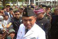 Gubernur Jabar Dedi Mulyadi setelah memimpin upacara peringatan HUT ke-81 Republik Indonesia di Gedung Sate, Kota Bandung, Senin (17/8/2026).
