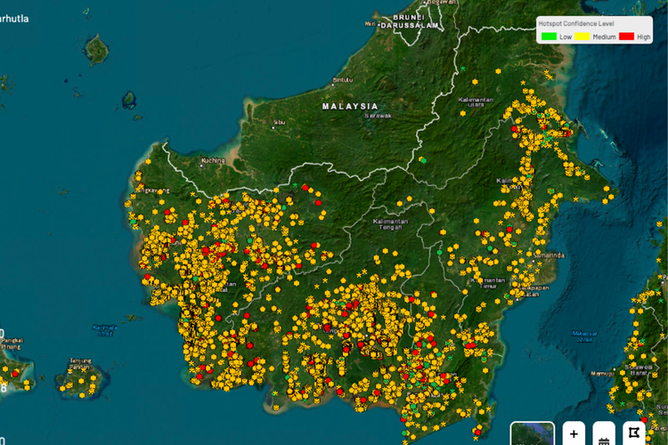 Hotspot di Kalimantan per 29 Agustus 2026 di SiPongi Kemenhut.(Sipongi Kemenhut)
