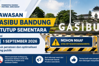 Kawasan Gasibu Bandung ditutup sementara mulai 1 September 2026 untuk penataan dan optimalisasi ruang publik.