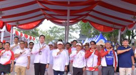 Sekda Jawa Barat Herman Suryatman mengikuti BUMDes Festival Jabar 2026 di Waduk Darma, Kuningan. (Foto: Humas Jabar)