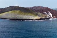 Kondisi terkini Gunung anak Krakatau setelah sepekan tak erupsi. Foto diambil dari drone KN SAR 247 TETUKA, Rabu (16/9/2026) (Dok. KN SAR 247 TETUKA)