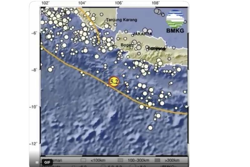 Gempa M 5,2 di Bayah, Lebak, Banten(Dok BMKG)
