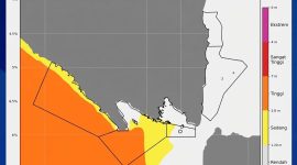 BMKG memprakirakan gelombang 2,5-4 meter di perairan barat Lampung dan Selat Sunda bagian selatan pada 15-18 September 2026.(BMKG)
