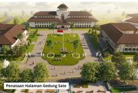 Citra 3D proyeksi hasil proyek revitalisasi penyatuan halaman Gedung Sate dan Lapangan Gasibu oleh Pemprov Jabar.(Dok Pemprov Jabar)

