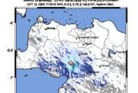 Tangkapan layar titik koordinat gempa tektonik yang terjadi di Sukabumi-Bogor pada Kamis (15/10/2026) sore(Dokumentasi BMKG)



