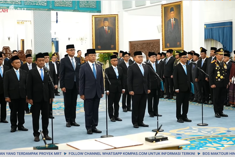 Tangkapan layar reshuffle Kabinet Merah Putih, Kamis (1/10/2026).(YouTube Kompas.com)
